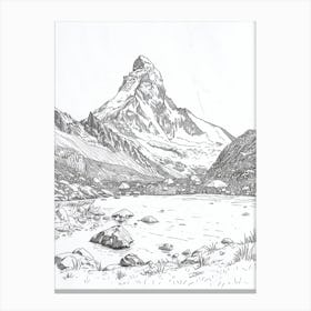 Alpamayo Peru Line Drawing 4 Canvas Print