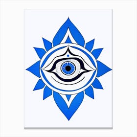 The Ajna Chakra, Symbol, Third Eye Blue & White 1 Canvas Print