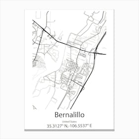 Bernalillo,United States Minimalist Map Canvas Print