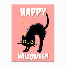 Happy Halloween Cat Canvas Print