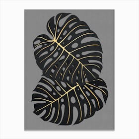 Black and gold leaves 1 Canvas Print