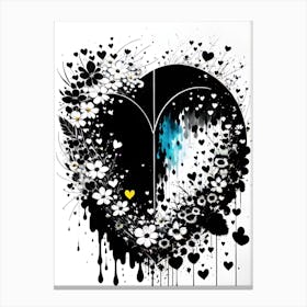 Black And White Heart 3 Canvas Print