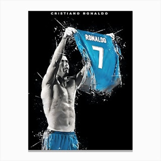 Cristiano Ronaldo Art Canvas-CR7 in Orange Jersey Kick The Ball