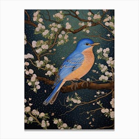 Ohara Koson Inspired Bird Painting Eastern Bluebird 4 Canvas Print
