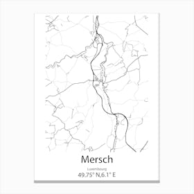 Mersch,Luxembourg Minimalist Map Canvas Print