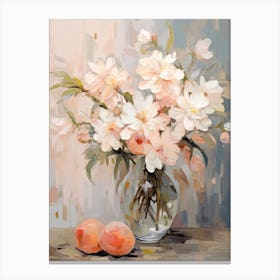 Lilac Flower And Peaches Still Life Painting 2 Dreamy Canvas Print