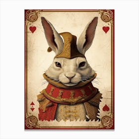 Alice In Wonderland Vintage Playing Card The White Rabbit Canvas Print
