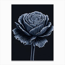 A Carnation In Black White Line Art Vertical Composition 40 Canvas Print