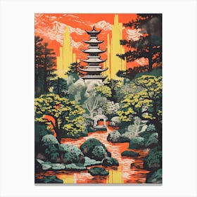 Portland Japanese Gardens Abstract Riso Style 3 Canvas Print