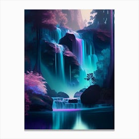 Waterfalls In Forest, Water, Landscapes, Waterscape Holographic 1 Canvas Print
