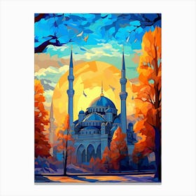 Blue Mosque Sultan Ahmed Mosque Pixel Art 10 Canvas Print