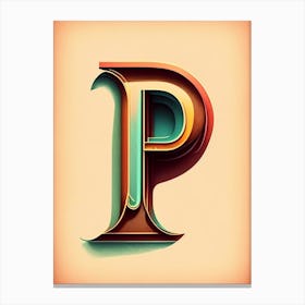P, Letter, Alphabet Retro Drawing 1 Canvas Print