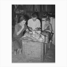 Family Eating Breakfast, Mays Avenue Camp, Oklahoma City, Oklahoma, See General Caption No, 21 By Russell Lee Canvas Print