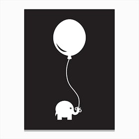 Elephant with Balloon (Black) Canvas Print