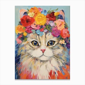 Persian Cat With A Flower Crown Painting Matisse Style 1 Canvas Print