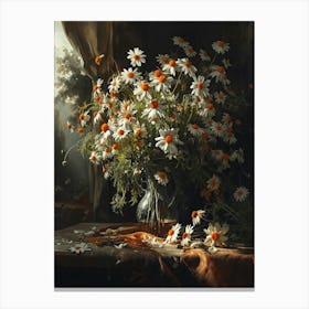Baroque Floral Still Life Oxeye Daisy 3 Canvas Print