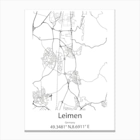 Leimen,Germany Minimalist Map Canvas Print