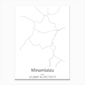 Minamiaizu,Japan Minimalist Map Canvas Print