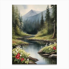 Canada River In The Woods Canvas Print