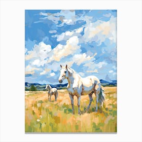 Horses Painting In Big Sky Montana, Usa 1 Canvas Print