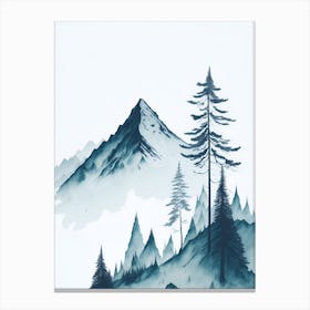 Mountain And Forest In Minimalist Watercolor Vertical Composition 302 Canvas Print