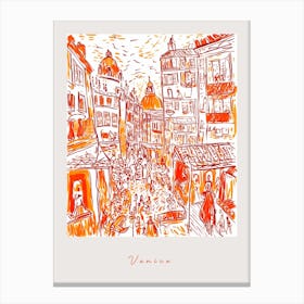 Venice Italy Orange Drawing Poster Canvas Print