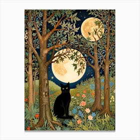 William Morris Black Cat In The Forest 11 Canvas Print