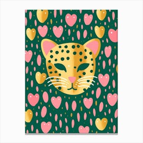 Leopard Heart Pink Gold & Green Canvas Print