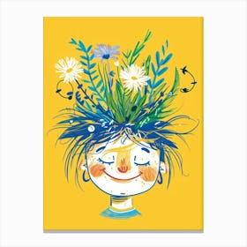 Girl With Flowers In Her Hair 7 Canvas Print