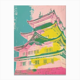 Nagoya Castle Japan Retro Duotone Silkscreen 2 Canvas Print
