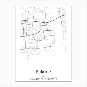 Fukude,Japan Minimalist Map Canvas Print