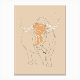 Bull Illustration - Boho, Line Art Canvas Print