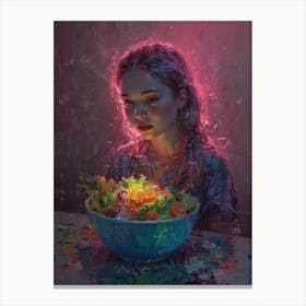 Girl Eating Salad Canvas Print