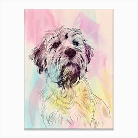 Wirehaired Pointing Griffon Dog Pastel Line Watercolour Illustration 5 Canvas Print