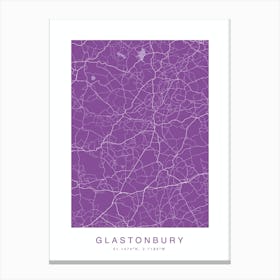 Glanstonbury Map Print Purple Canvas Print