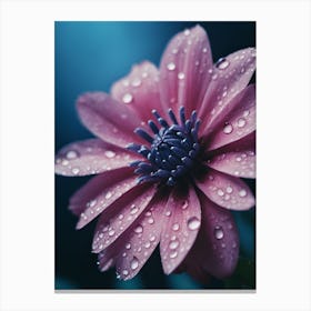Pink Flower With Water Droplets Canvas Print