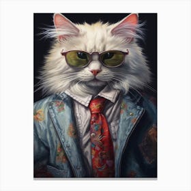 Gangster Cat Turkish Angora 4 Canvas Print