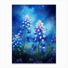 Bluebonnet Wildflower With Starry Sky (2) Canvas Print