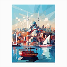 Istanbul, Turkey, Geometric Illustration 2 Canvas Print