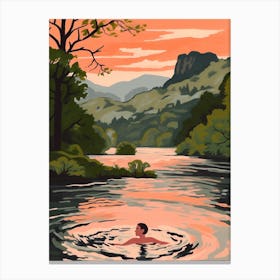Wild Swimming At Rydal Water Cumbria 1 Canvas Print