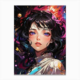 Anime Girl In Space Print Canvas Print