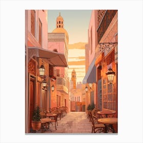 Casablanca Morocco 3 Vintage Pink Travel Illustration Canvas Print