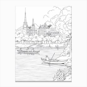 Line Art Inspired By A Sunday Afternoon On The Island Of La Grande Jatte 2 Canvas Print