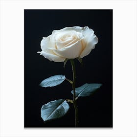 White Rose On Black Background 2 Canvas Print