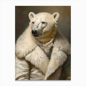 Victorian Animals Portrait, Royal Polar Bear Vintage Print, Dressed Animal Altered Art, Renaissance Animal Printable Art, Animal Lover Gift Canvas Print