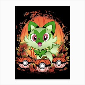 Sprigatito Spooky Night - Pokemon Halloween Canvas Print