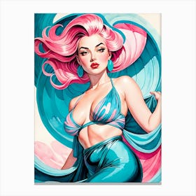 Portrait Of A Curvy Woman Wearing A Sexy Costume (12) Canvas Print