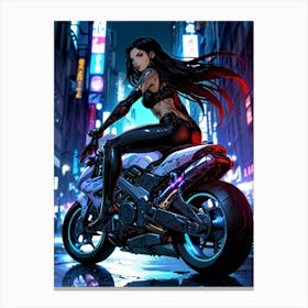 Girl On A Motorcycle 3 Canvas Print