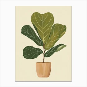 Fiddle Leaf Fig Plant Minimalist Illustration 5 Canvas Print