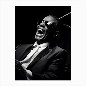 Black And White Photograph Of Ray Charles Canvas Print